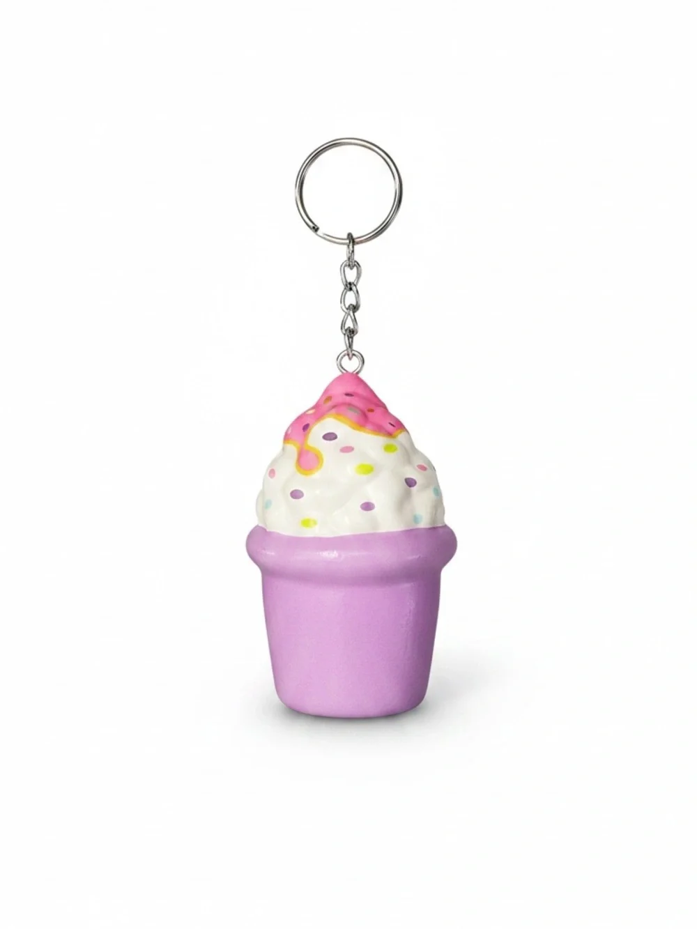 Purple Ice Cream Cone Pink Bow Squishy Toy Best Seller Stress Relief Keychain
